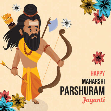 Happy Maharshi Parshuram Jayanti Indian Hindu festival celebration banner template.のイラスト素材