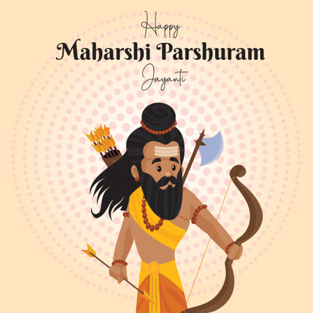 Happy Maharshi Parshuram Jayanti Indian Hindu festival celebration banner template.のイラスト素材