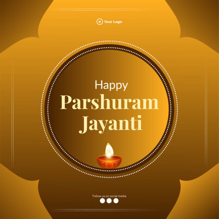 Banner design of happy Parshuram Jayanti cartoon style template.のイラスト素材