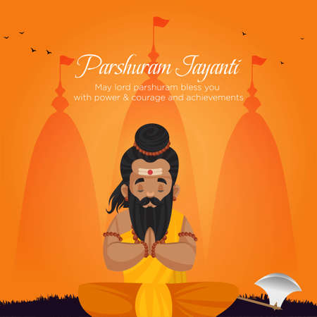 Flat Parshuram Jayanti Hindu festival banner design template.のイラスト素材