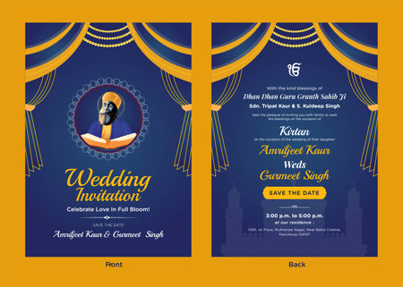 Elegant Indian wedding invitation card template design.のイラスト素材