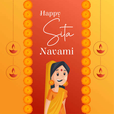 Celebration of happy Sita Navami  Indian festival banner design.