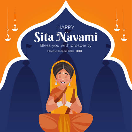Celebration of happy Sita Navami  Hindu festival banner design template.
