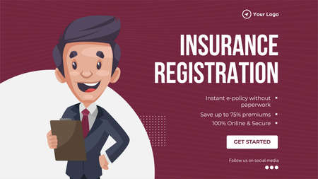 Insurance registration landscape banner design template.のイラスト素材