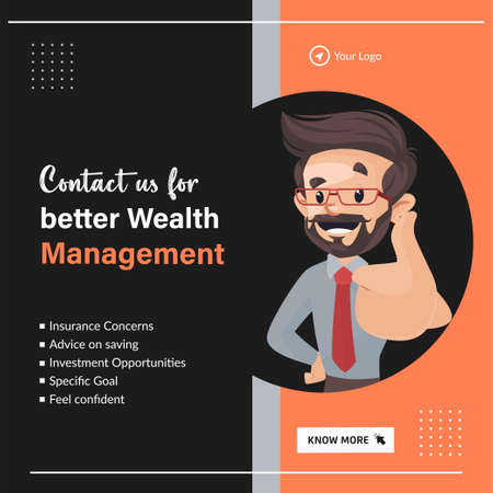 Banner design of contact us for better wealth management template.のイラスト素材