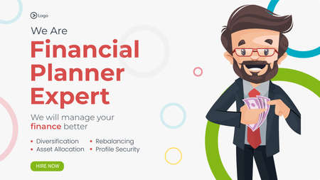Financial planner expert landscape banner design template.のイラスト素材