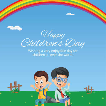 Beautiful happy children's day banner design template.のイラスト素材