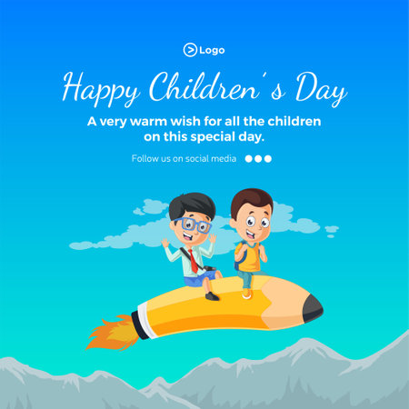Beautiful happy children's day banner design template.のイラスト素材