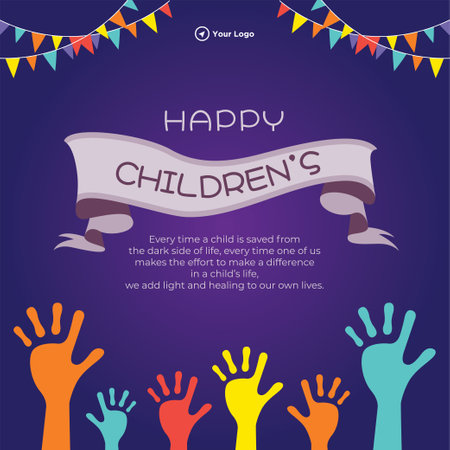 Creative banner design of happy children's day template.のイラスト素材