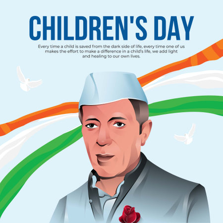 Flat happy children's day banner design template.のイラスト素材