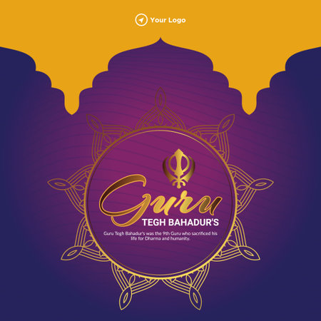 Banner design of guru tegh bahadur ji template.のイラスト素材