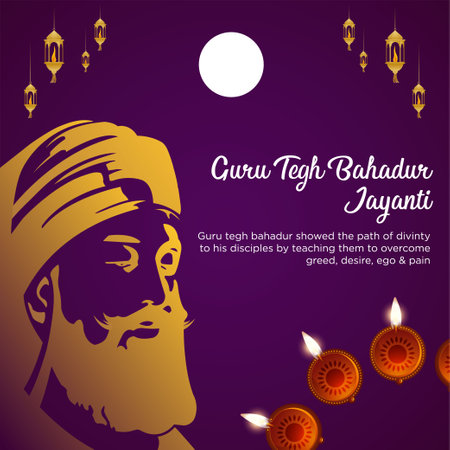 Banner design of guru tegh bahadur ji martyrdom day template.のイラスト素材