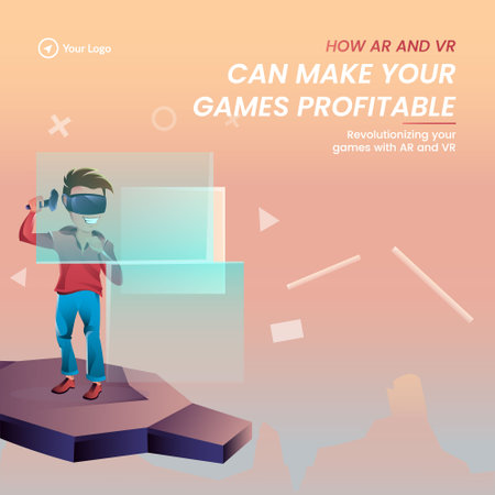 Banner design of can make your games profitable template.のイラスト素材