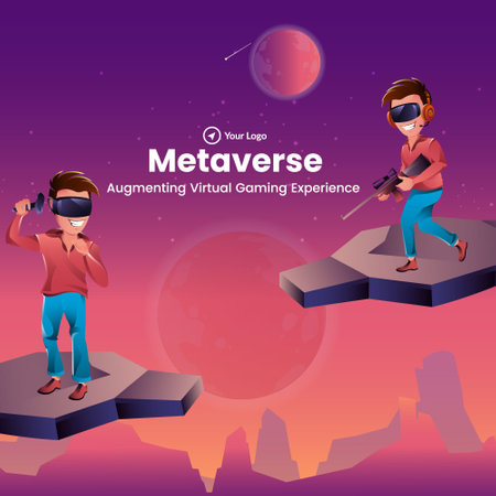 Banner design of metaverse augmenting virtual gaming experience template.のイラスト素材