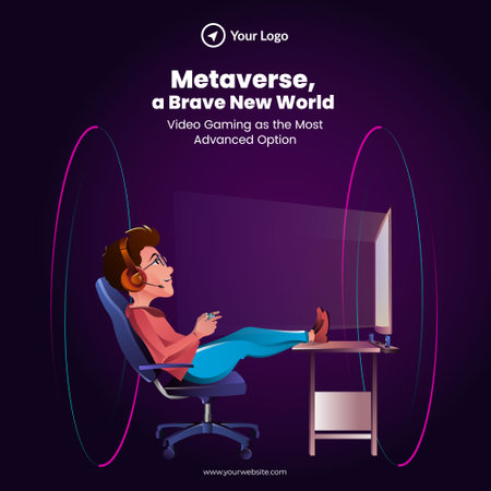 Banner design of metaverse a brave new world template.のイラスト素材