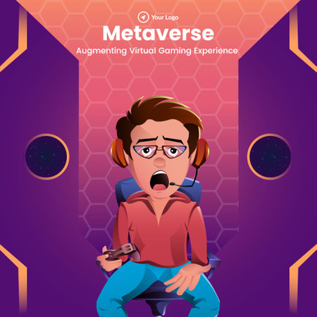 Banner design of metaverse augmenting virtual gaming experience template.のイラスト素材