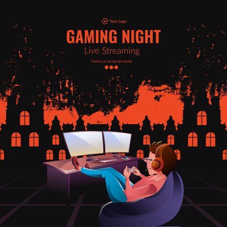 Banner design of gaming night live streaming template.のイラスト素材