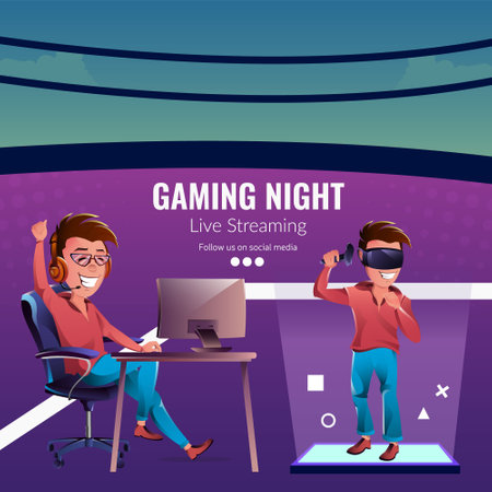 Banner design of gaming night live streaming template.のイラスト素材