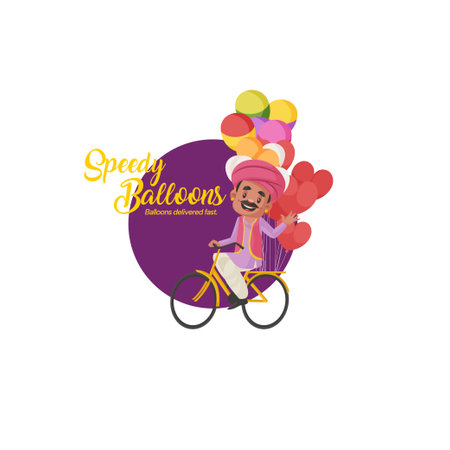 Speedy balloons delivered fast vector mascot logo template.のイラスト素材