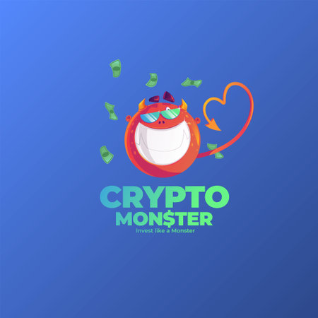 Crypto monster invest like a monster vector logo design.のイラスト素材