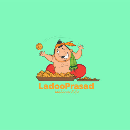 Ladoo prasad ladoo ka raja vector logo design.のイラスト素材