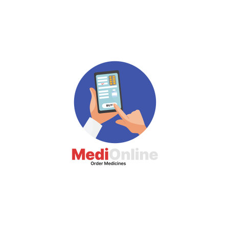 Medionline order medicines vector mascot logo template.のイラスト素材