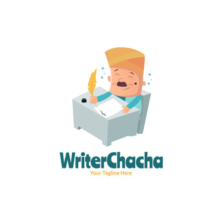 Writer chacha vector logo design.のイラスト素材