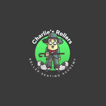 Charlie's rollers skating academy vector logo design.のイラスト素材