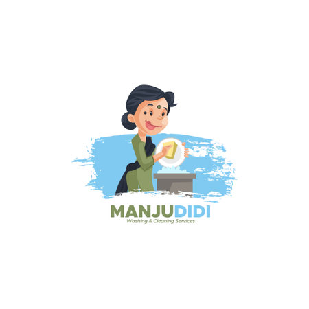 Manju didi washing and cleaning services vector mascot logo template.のイラスト素材