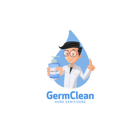 Germ clean hand sanitizers vector mascot logo template.のイラスト素材