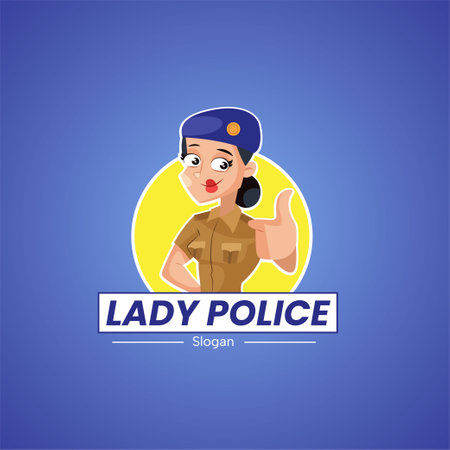 Lady police vector mascot logo template.のイラスト素材