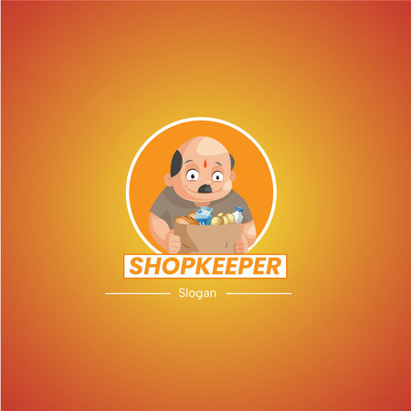 Shopkeeper vector mascot logo template.のイラスト素材