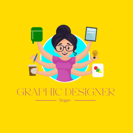 Graphic designer vector mascot logo template.のイラスト素材