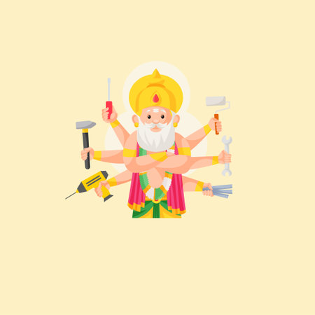 Vishwakarma vector mascot logo template.のイラスト素材