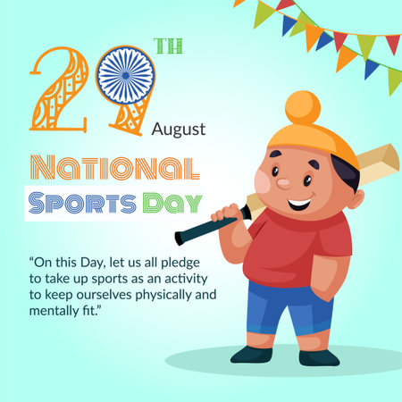 Banner design of wishing you a very happy national sports day template.のイラスト素材