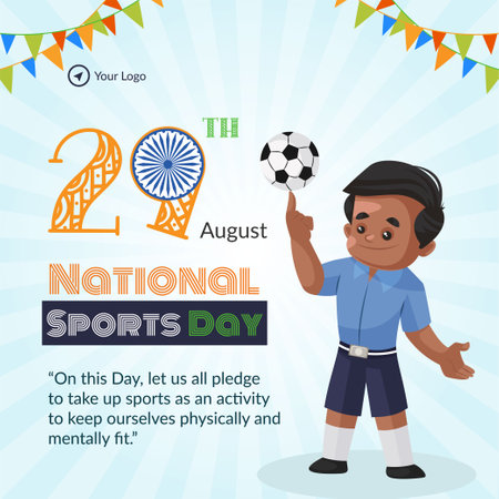 Banner design of wishing you a very happy national sports day template.のイラスト素材