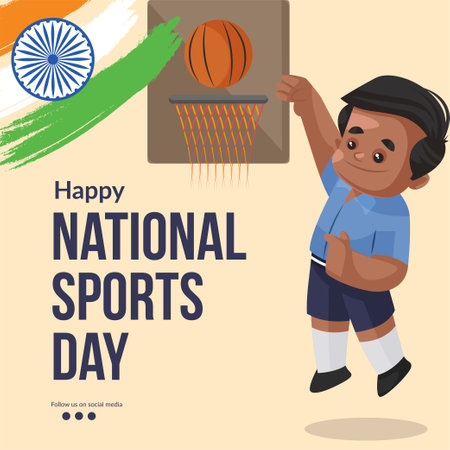 Banner design of wishing you a very happy national sports day template.のイラスト素材