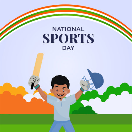 Banner design of happy national sports day template.のイラスト素材