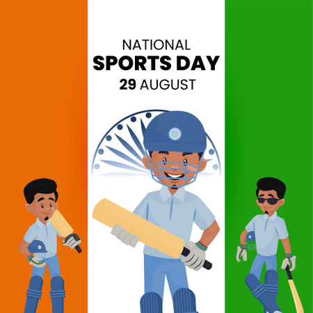 Banner design of national sports day cartoon style template.のイラスト素材