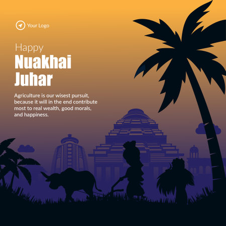 Creative banner design of Indian festival happy nuakhai juhar template.のイラスト素材