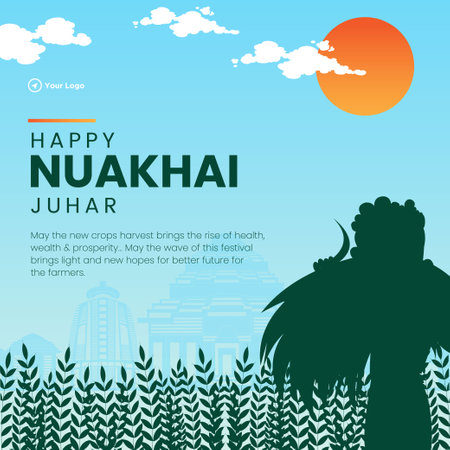 Banner design of happy nuakhai juhar template.のイラスト素材