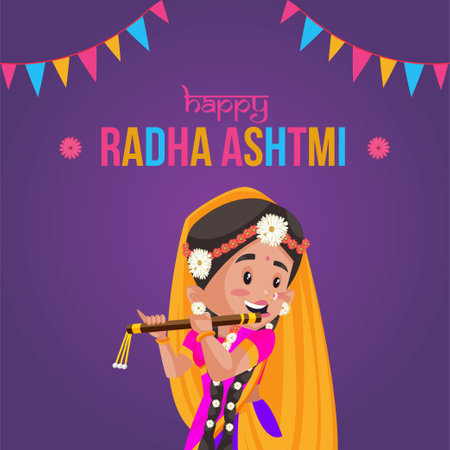 Banner design of Indian festival Happy Radha Ashtami template.のイラスト素材