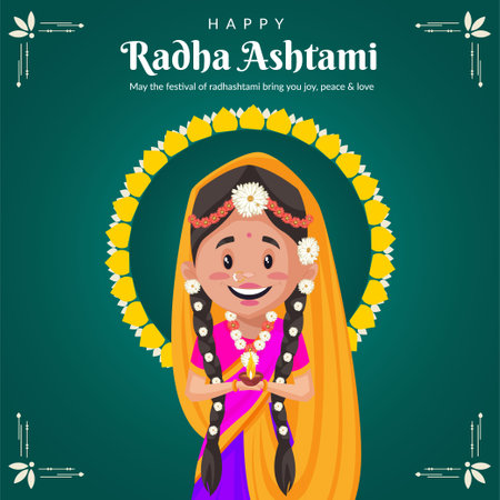 Creative happy Radha Ashtami banner design template.のイラスト素材