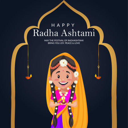 Beautiful Happy Radha Ashtami banner design template.のイラスト素材
