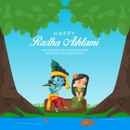 Beautiful Happy Radha Ashtami banner design template.のイラスト素材