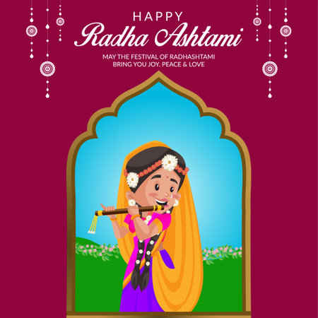 Beautiful Happy Radha Ashtami banner design template.のイラスト素材