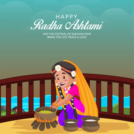 Beautiful Happy Radha Ashtami banner design template.のイラスト素材
