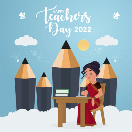 Beautiful happy teacher's day banner design template.のイラスト素材
