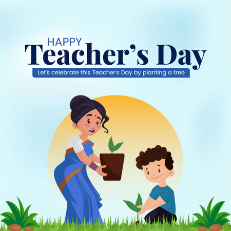 Creative happy teacher's day banner design template.のイラスト素材