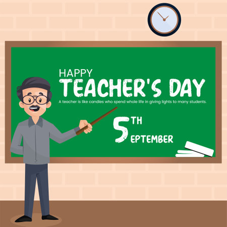 Creative happy teacher's day banner design template.のイラスト素材